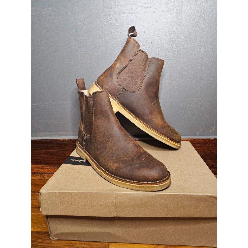 Clarks Originals Desert Peak Chelsea Boots - Beeswax Leather - Men's Size 11